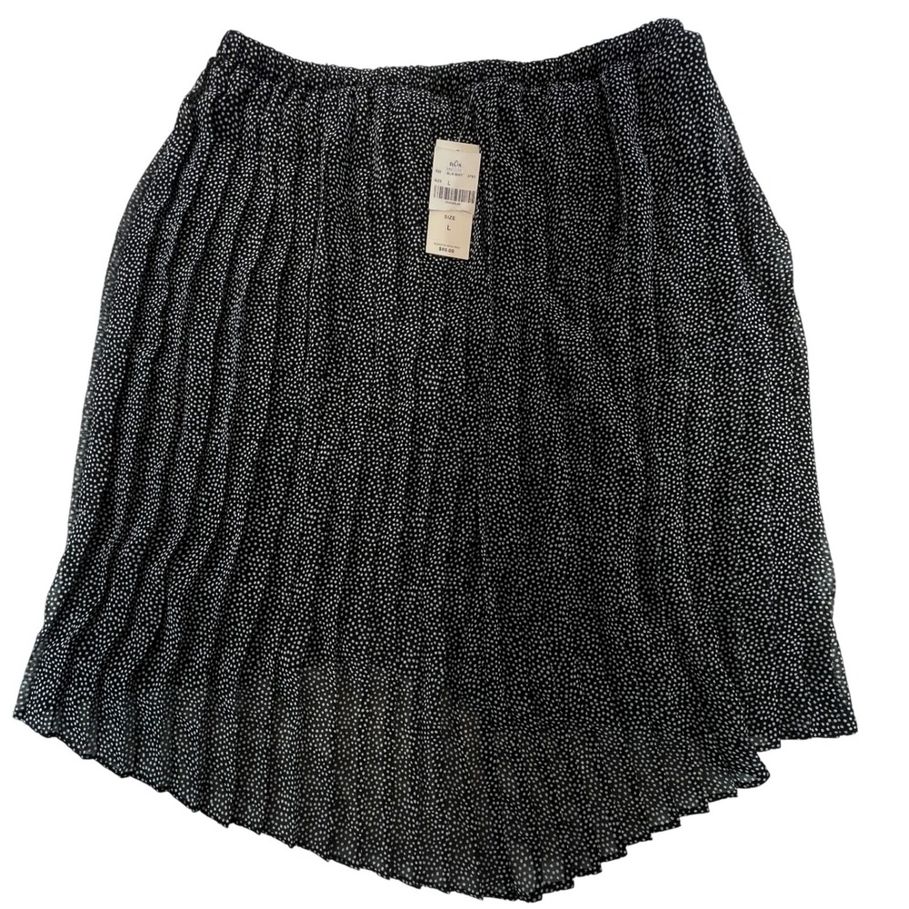 JM Studio John Meyer Women's Skirt Size L Black White Polka Dot‎ Pleated NWT